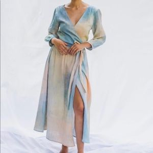 Voloshin Thea Wrap Dress in Rainbow Tie Dye